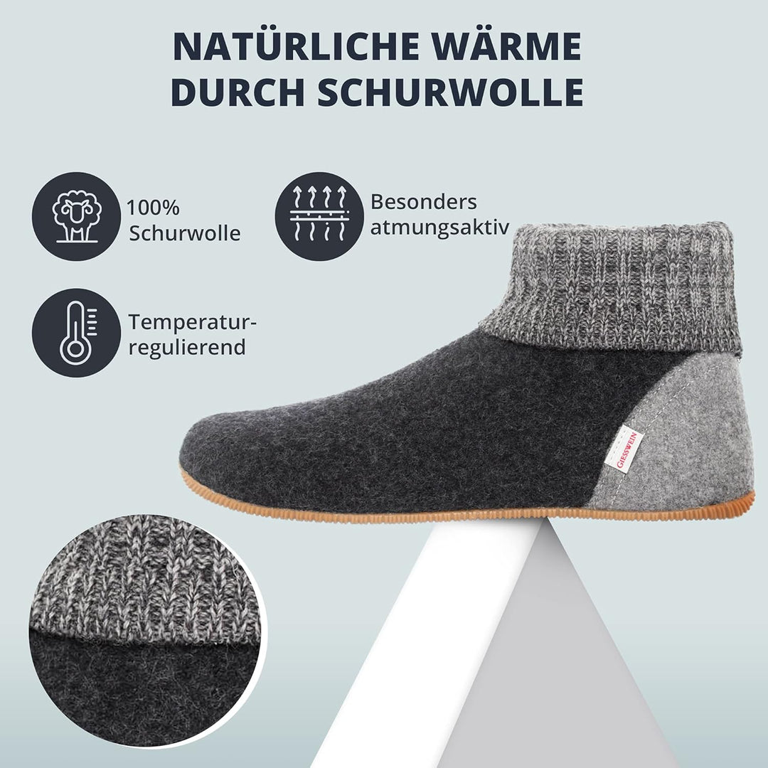 Giesswein Hüttenschuh Wildpoldsried 38 EU Anthrazit 019, 38 EU Anthrazit 019