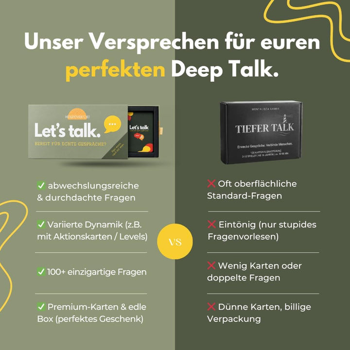 Let's Talk | Partyspiele & Gesellschaftsspiele für Erwachsene | Spiele für Paare | Deep Talk Kartens