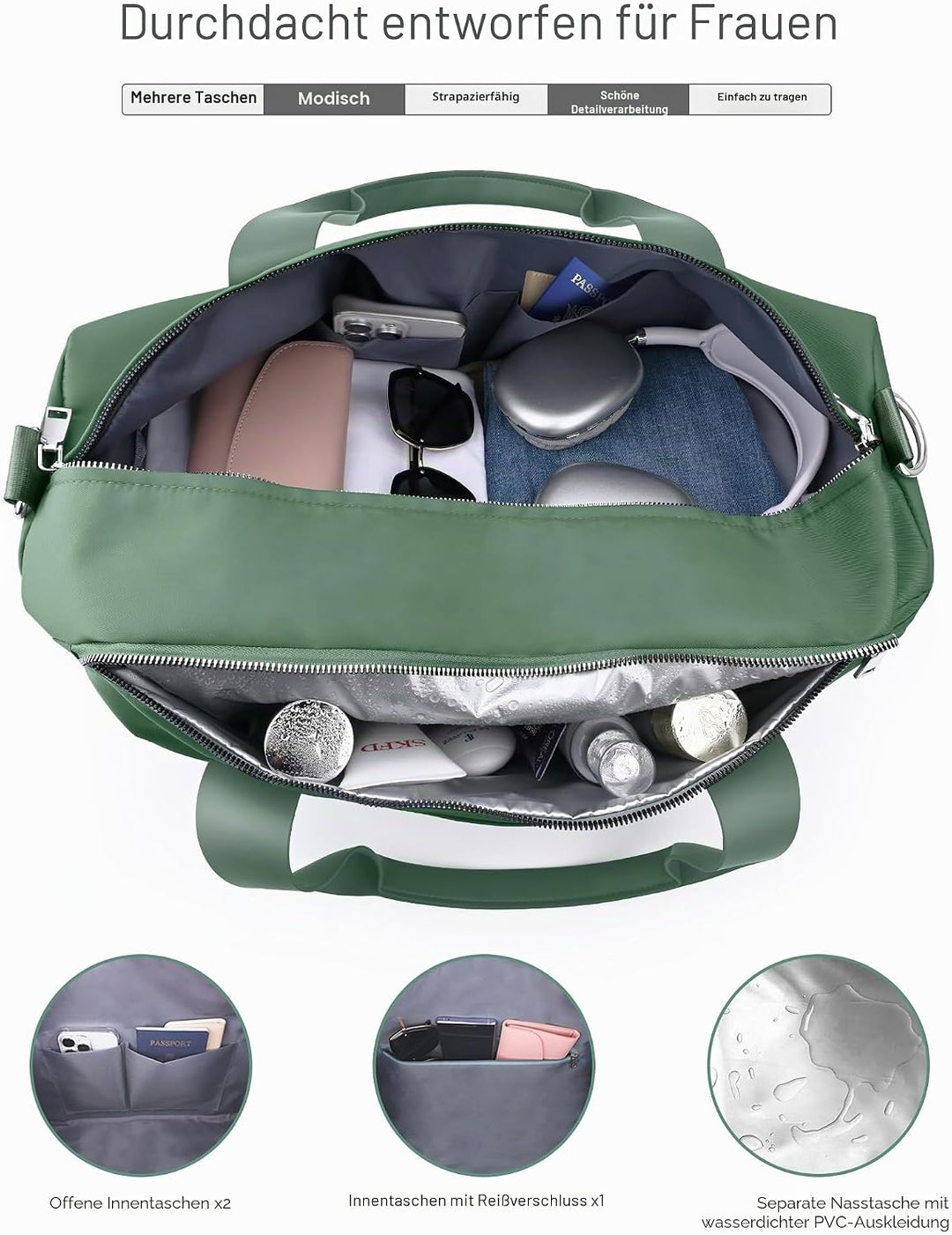 19 Zoll Sporttasche Reisetasche für Damen und Herren,wasserdichte Handgepäcktasche,Trainingstasche f