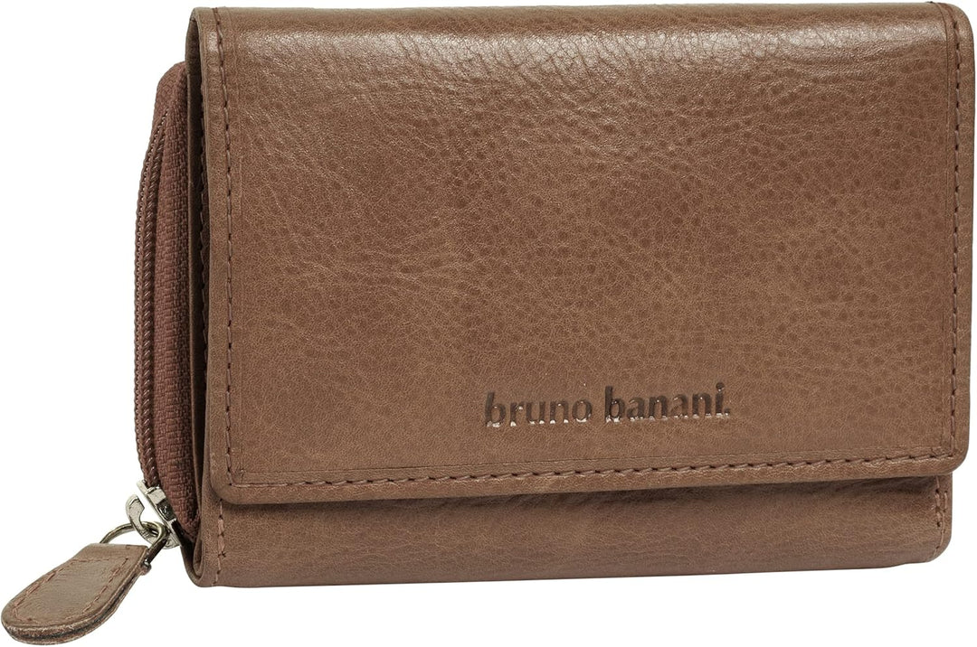 bruno banani kleine Geldbörse im Querformat Echt Leder Damen | RFID-Schutz, Clever konzipiert, Kompa