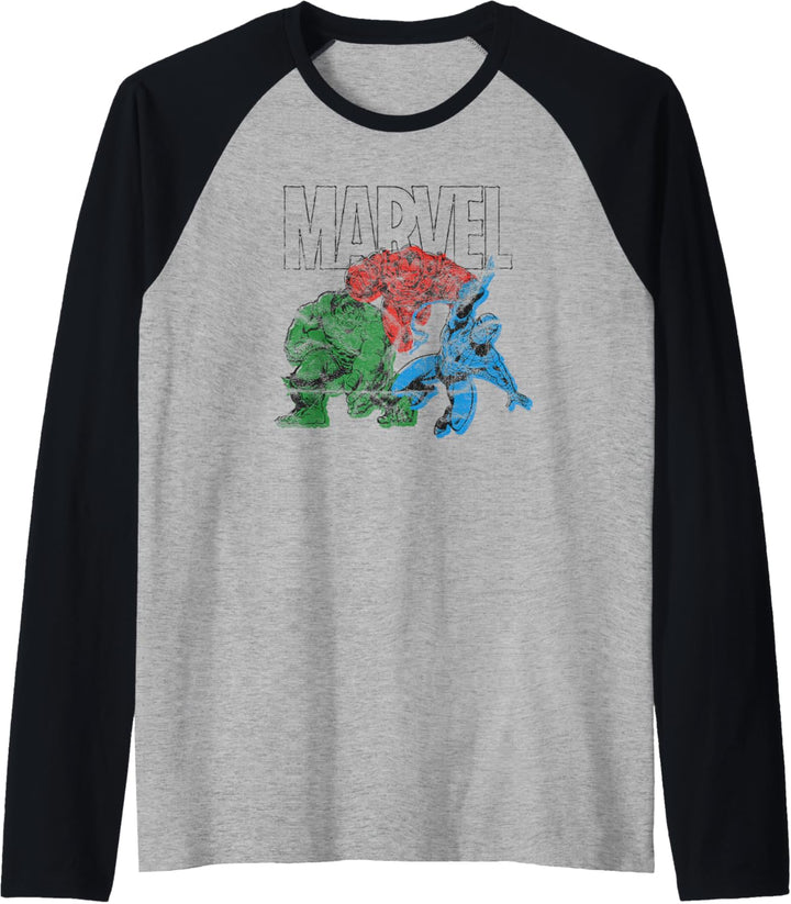 Marvel Trio Hulk Iron Man Spider-Man Raglan