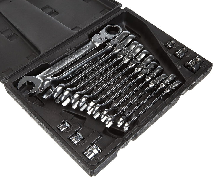 KS 5034868 Tools 503.4868 GEARplus Gelenk-Ratschenringmaulschlüssel-Satz, 18-tlg. & 917.0779 1/4 Zol