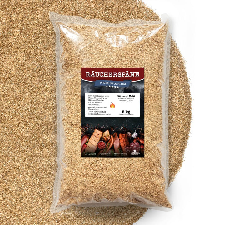 Terra Discount Räuchermehl aus Buche 2 oder 5 Kg - 0,4-1,0mm - 5Kg ergeben ca. 20L - zum smoken, räu