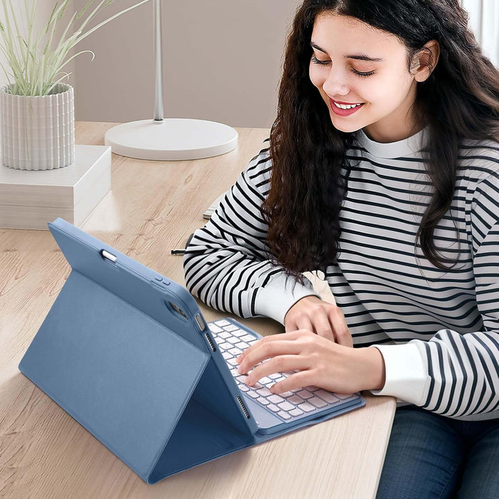 Vobafe Hülle mit Tastatur für iPad A16 11/10 Generation (2025/2022, 10,9/11 Zoll), Magnetisch Abnehm
