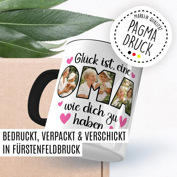 Oma Tasse personalisiert mit Bild, Glück ist eine Oma wie dich zu haben, Geschenk personalisierbar G