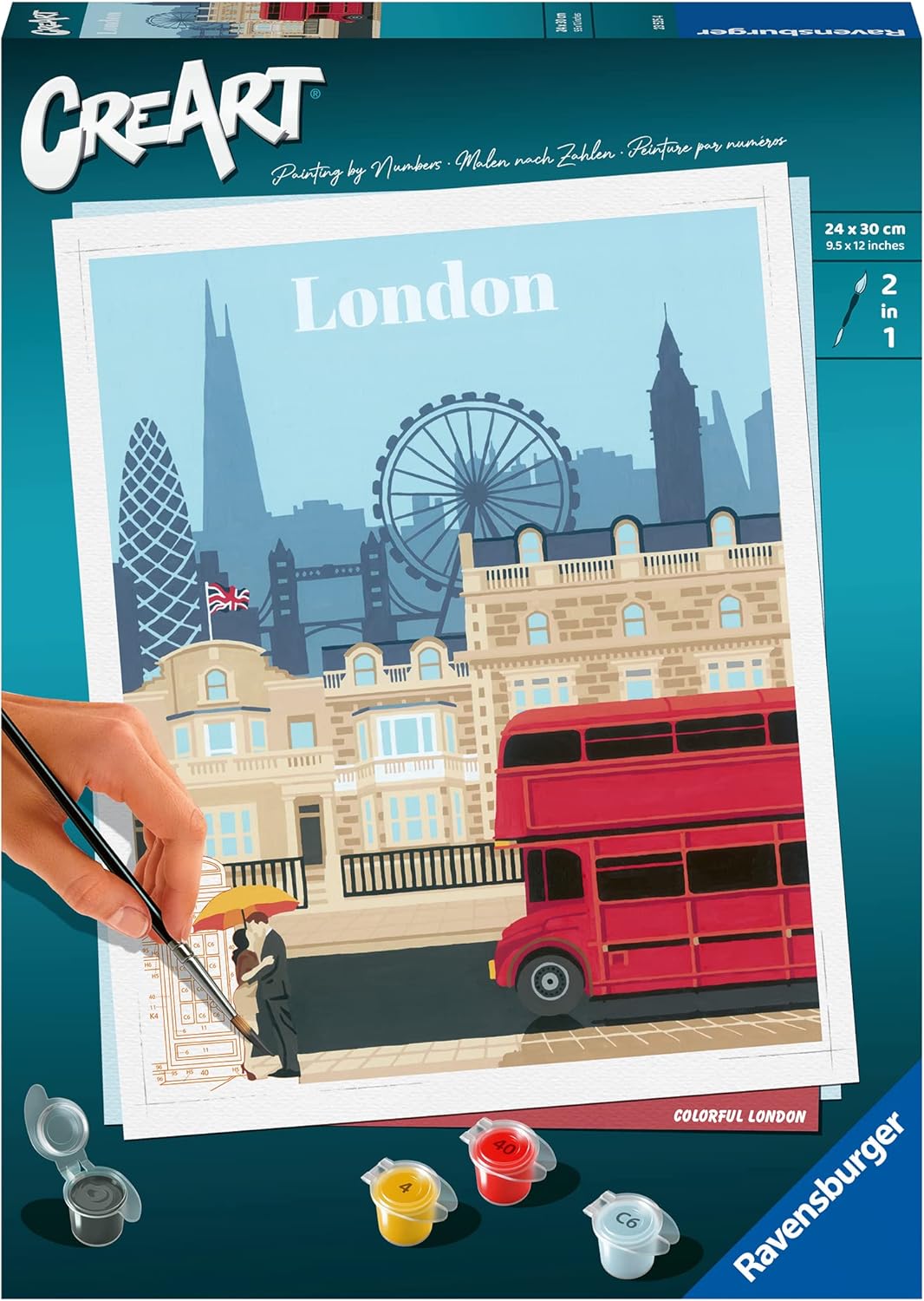 Ravensburger CreArt 23525 - Farbenfrohes London - Malen nach Zahlen Erwachsene, DIY Malset mit Pinse