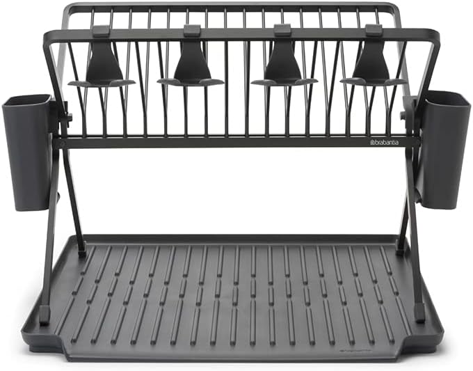Brabantia Faltbares Gross Abtropfgestell, Metall Kunststoff, Dunkel Grau L Dark Grey, L Dark Grey