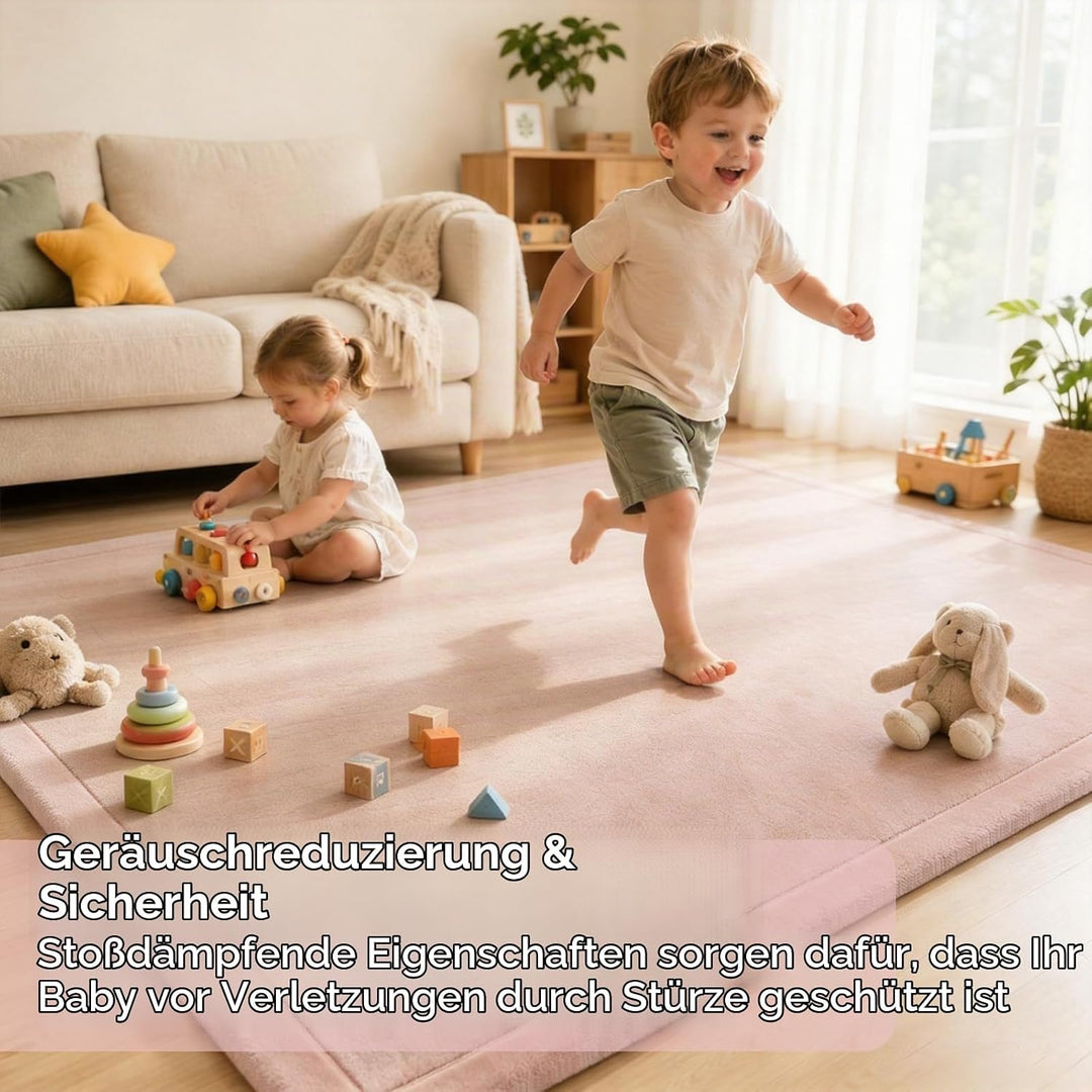 Baby Krabbelmatte Memory-Schaum Spielmatte 200x150x2,5 cm Kinderteppich Weicher Rutschfester Unterse