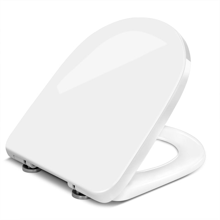 WOLTU Toilettendeckel,WC Sitz mit Absenkautomatik,Klodeckel D-Form weiss Kunststoff, Softclose Antib