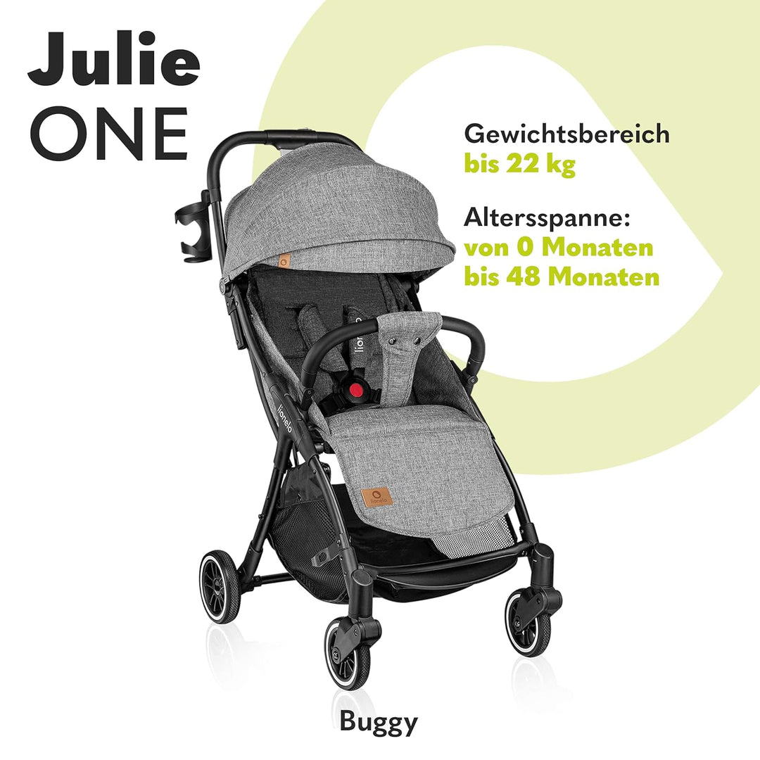 LIONELO Julie One Buggy Kinderwagen bis 22 kg, verstellbare Rückenlehne und Fussstütze, Moskitonetz,