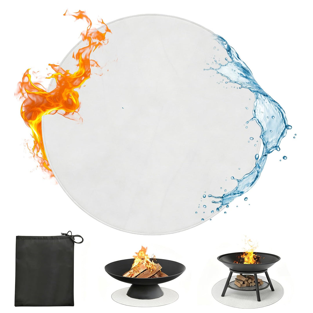 Qivine 120cm/48 Zoll Grillmatte Bodenschutz Rund Hitzebeständig bis 2000°F Silber 120 x 120 x 0.1 cm