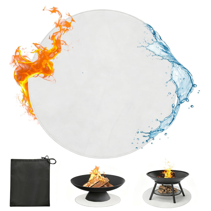 Qivine 120cm/48 Zoll Grillmatte Bodenschutz Rund Hitzebeständig bis 2000°F Silber 120 x 120 x 0.1 cm