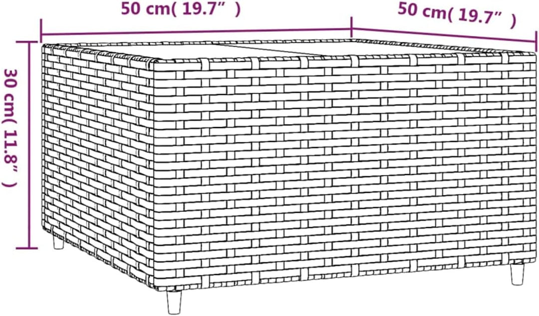 Tidyard Garten Couchtisch Beistelltisch Polyrattan Balkontisch Gartenmöbel Kaffeetisch Teetisch Quad