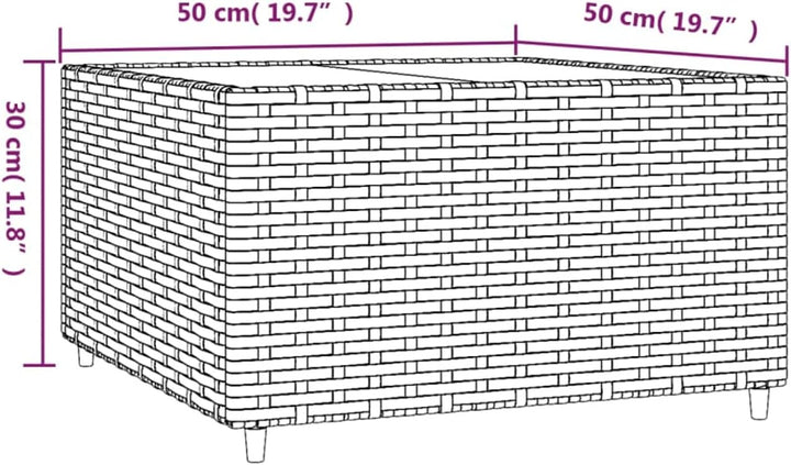 Tidyard Garten Couchtisch Beistelltisch Polyrattan Balkontisch Gartenmöbel Kaffeetisch Teetisch Quad