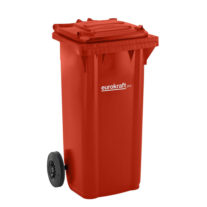 eurokraft | Mülltonne aus Kunststoff DIN EN 840 | Volumen 120 l | BxHxT 505 x 1005 x 555 mm | rot