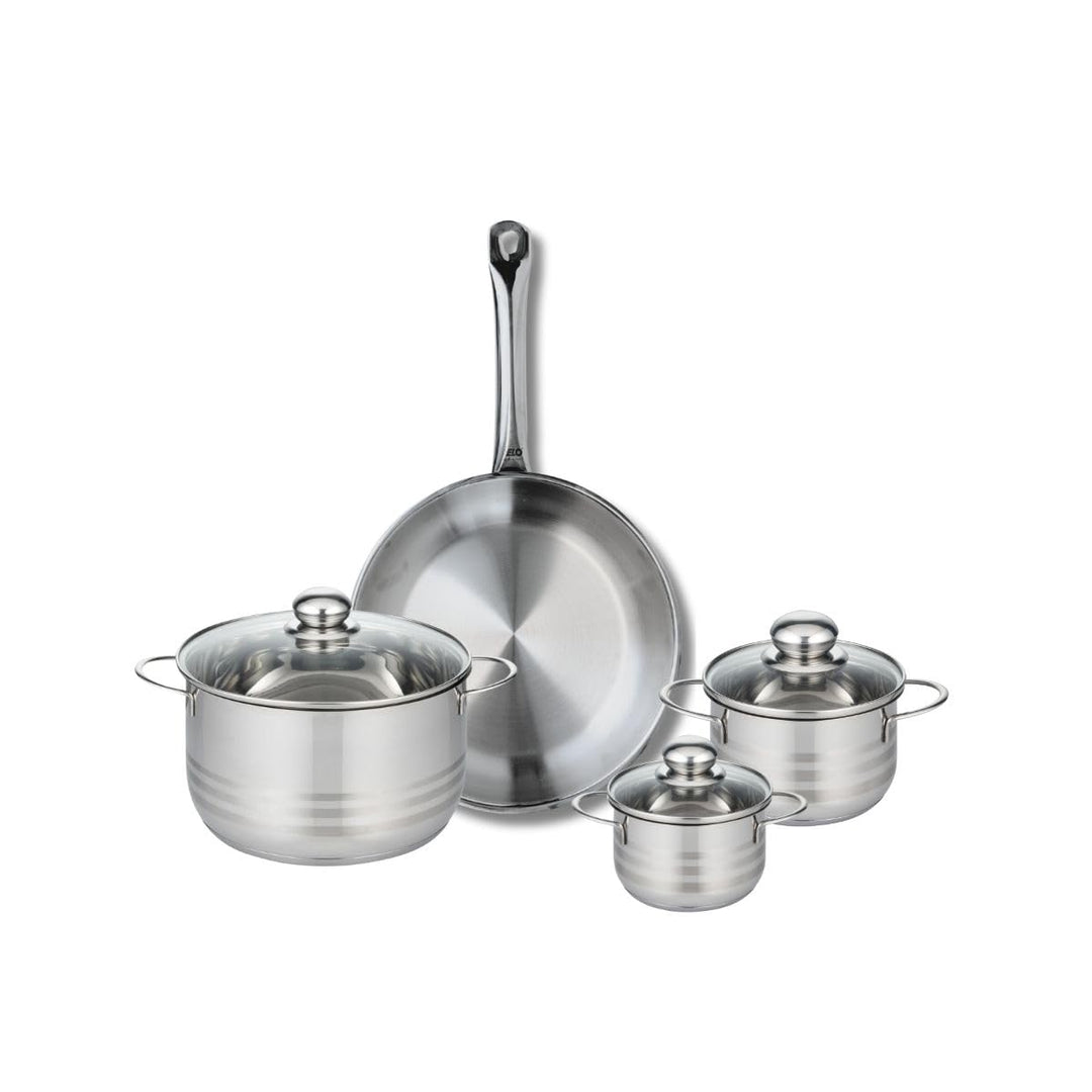 ELO 9870650 Kochgeschirr-Set, 4-teilig, 1 Bratpfanne 28 cm und 3 Kochtöpfe 12, 14 und 20 cm Elo Prof