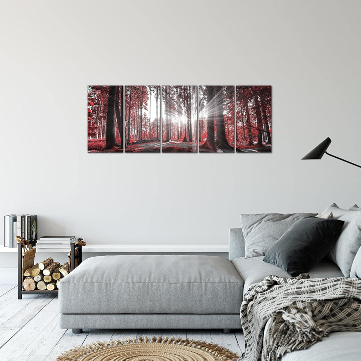 Runa Art Bild Wald Landschaft Wandbilder auf Vlies Leinwand 5 Teilig Wanddekoration Schlafzimmer Woh