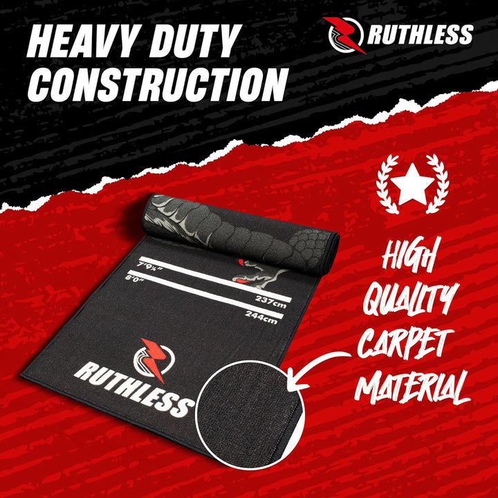 RUTHLESS Dartmatte | strapazierfähige, rutschfeste und langlebige Teppich-Dartmatte für den Boden, s