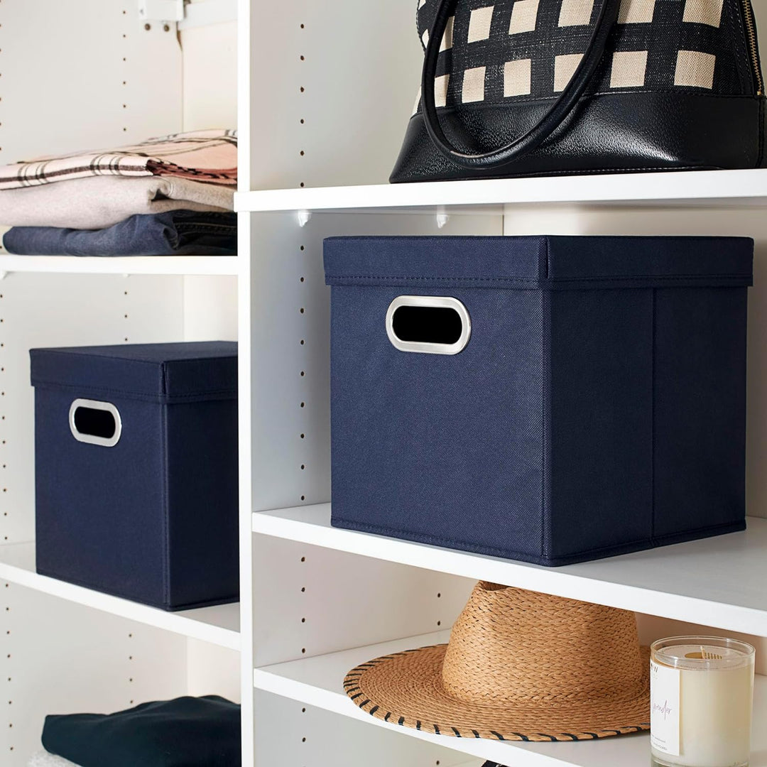 Household Essentials Würfel Set mit Deckel, Navy, 2er Pack, Navy