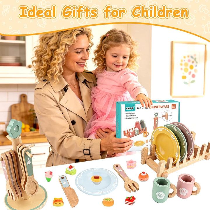 Kinderküche Geschirr Teeservice Kinder Holz,Kinderküche Zubehör Holz,Spielküche Kinder küche zubehör