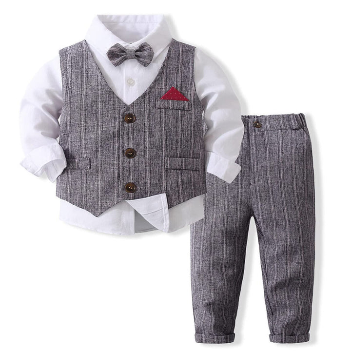 Volunboy Baby Anzug Jungen Anzugweste Hemd mit Fliege für Festlich Hochzeit Bekleidung Set 4tlg 4-5