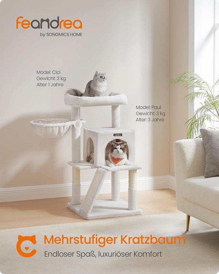Feandrea Kratzbaum, 96 cm hoch, Katzenbaum mit grosser Plattform, Katzenkratzbaum mit Katzenhöhle, H