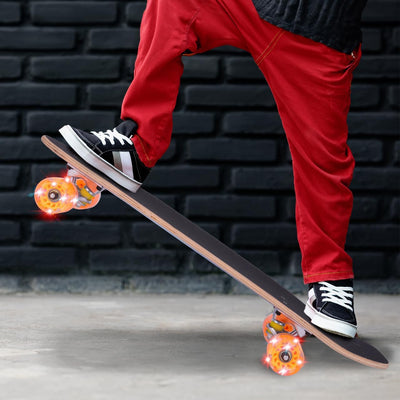 MalPlay Skateboard Holz Leuchtende LED-Räder Deck 71cm Funboard Holzboard Gummi ab 6 Jahren bis 100