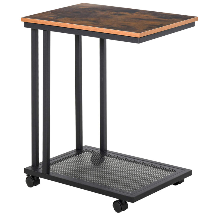 HOMCOM Beistelltisch C-Form Rollwagen Servierwagen Laptoptisch Sofatisch Beistelltisch Nachttisch Be