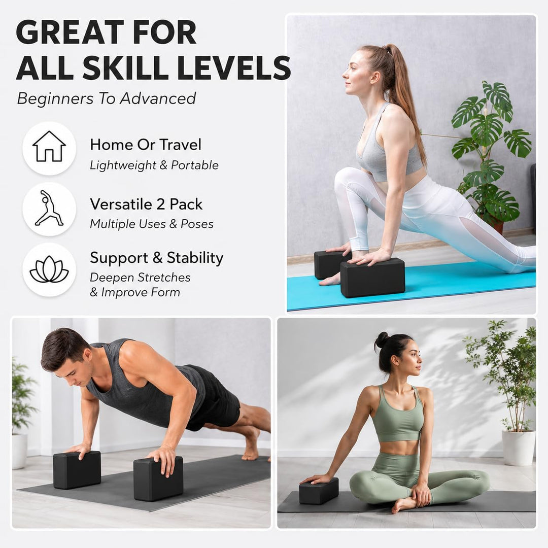 EXERZ Yoga-Blöcke, 2 Stück, Gymnastikblöcke, Übung, Workout, Fitness, Pilates, Stretch, Handstand, r