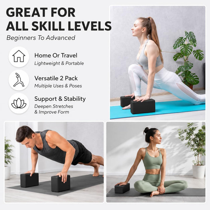 EXERZ Yoga-Blöcke, 2 Stück, Gymnastikblöcke, Übung, Workout, Fitness, Pilates, Stretch, Handstand, r