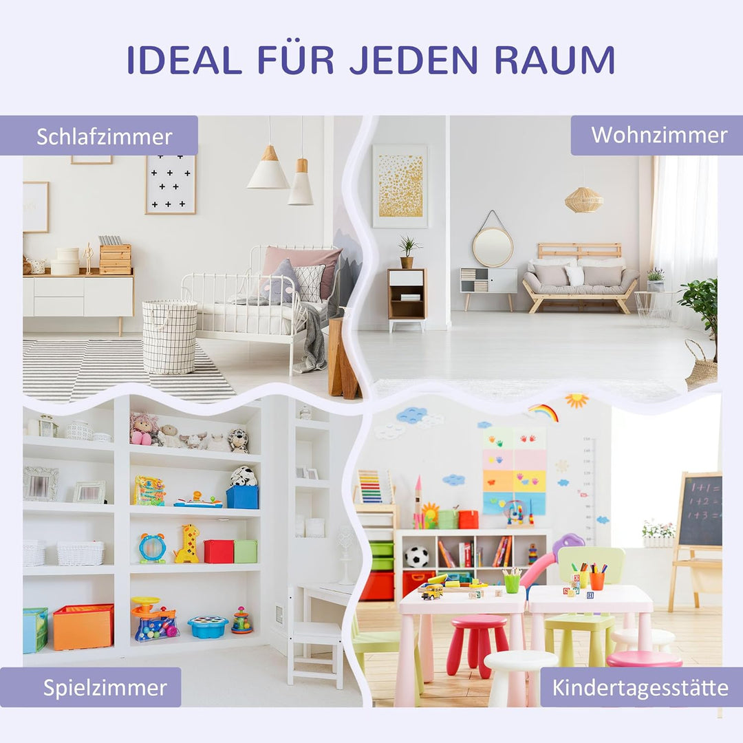 HOMCOM Bücherregal Kinder Kinderregal mit Sitzhocker 6 Fächern 3 Kissen Spielzeugregal Kinderbücherr