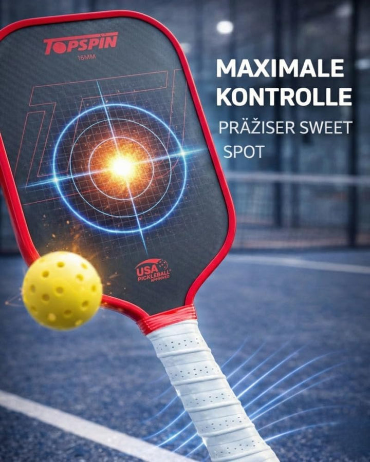 Topspin Pickleball Schläger aus Carbon - Profi Pickleball Paddle für Einsteiger & Profis - Leichter