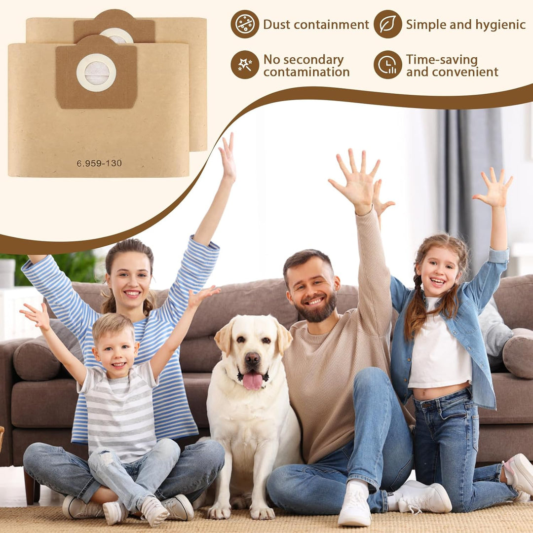 Pack of 16 Staubsaugerbeutel für Kärcher WD3 Beutel, Paper Filter Bags für Kärcher 6.959-130.0, Filt