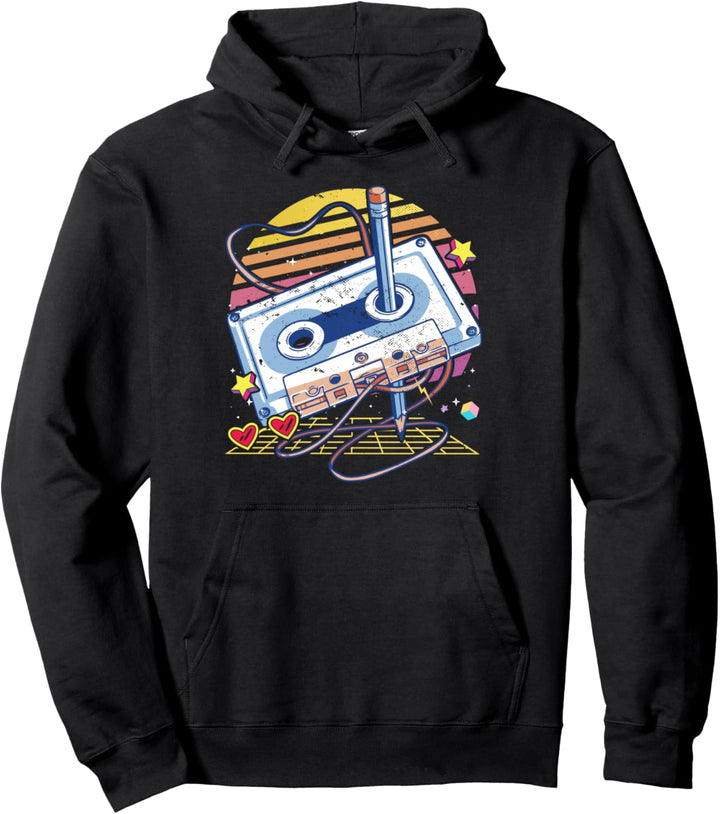 80er und 90er Vintage Retro Kassette und Stift Party Kostüm Pullover Hoodie