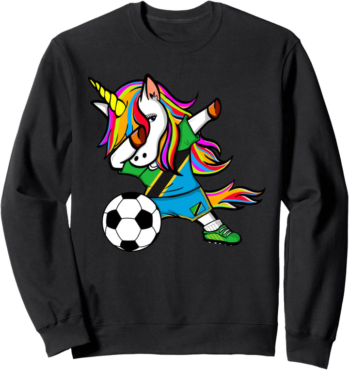 Dabbing Einhorn Unicorn Tansania Fussball Tansanische Flagge Sweatshirt