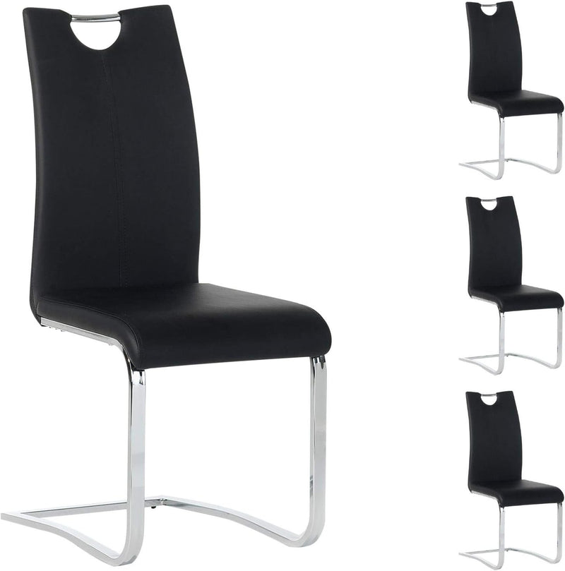IDIMEX Esszimmerstuhl Schwingstuhl SABA, Set mit 4 Stühlen, Chrom/schwarz, Schwarz