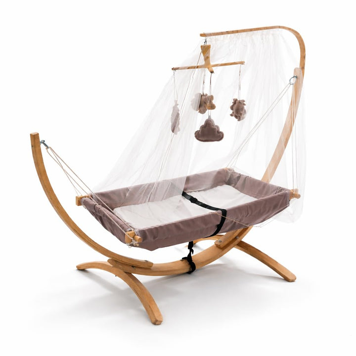 Kinder-Hängematte mit Holzgestell – Ergonomische 66×150 cm Hängeliege für Kinder 3–5 Jahre I Sanftes