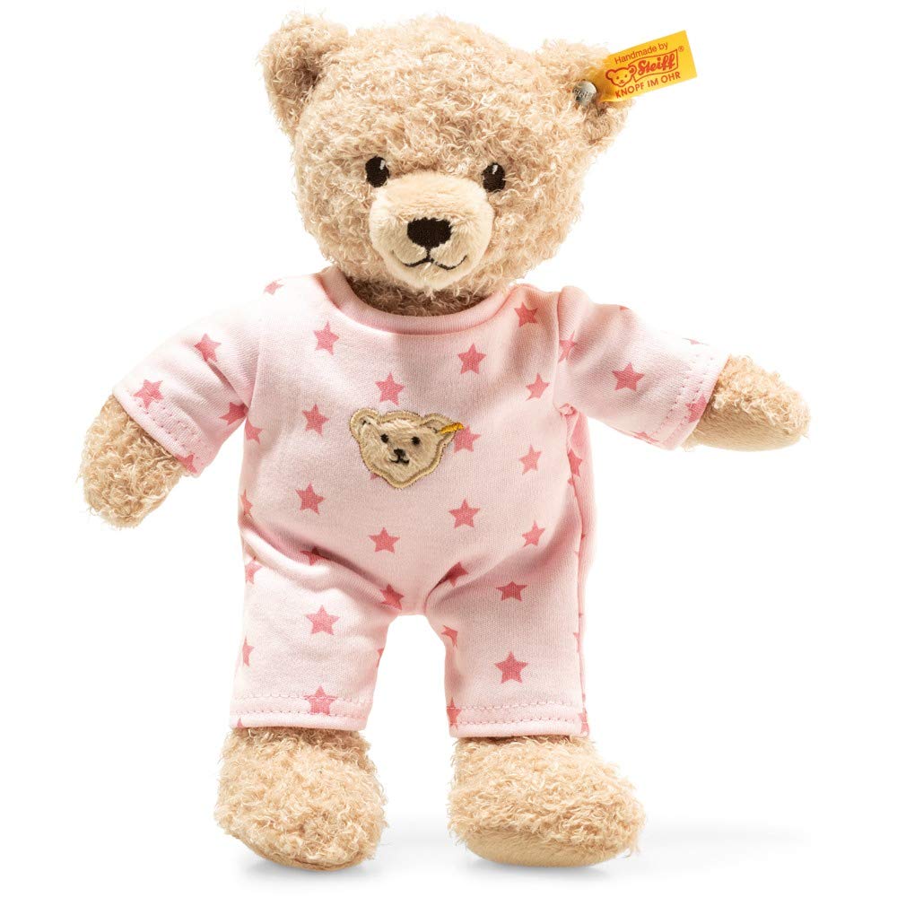 Steiff Teddy and Me Teddybär Mädchen Baby mit Schlafanzug 25 cm, Teddy Bär mit rosa Schlafanzug, Kus