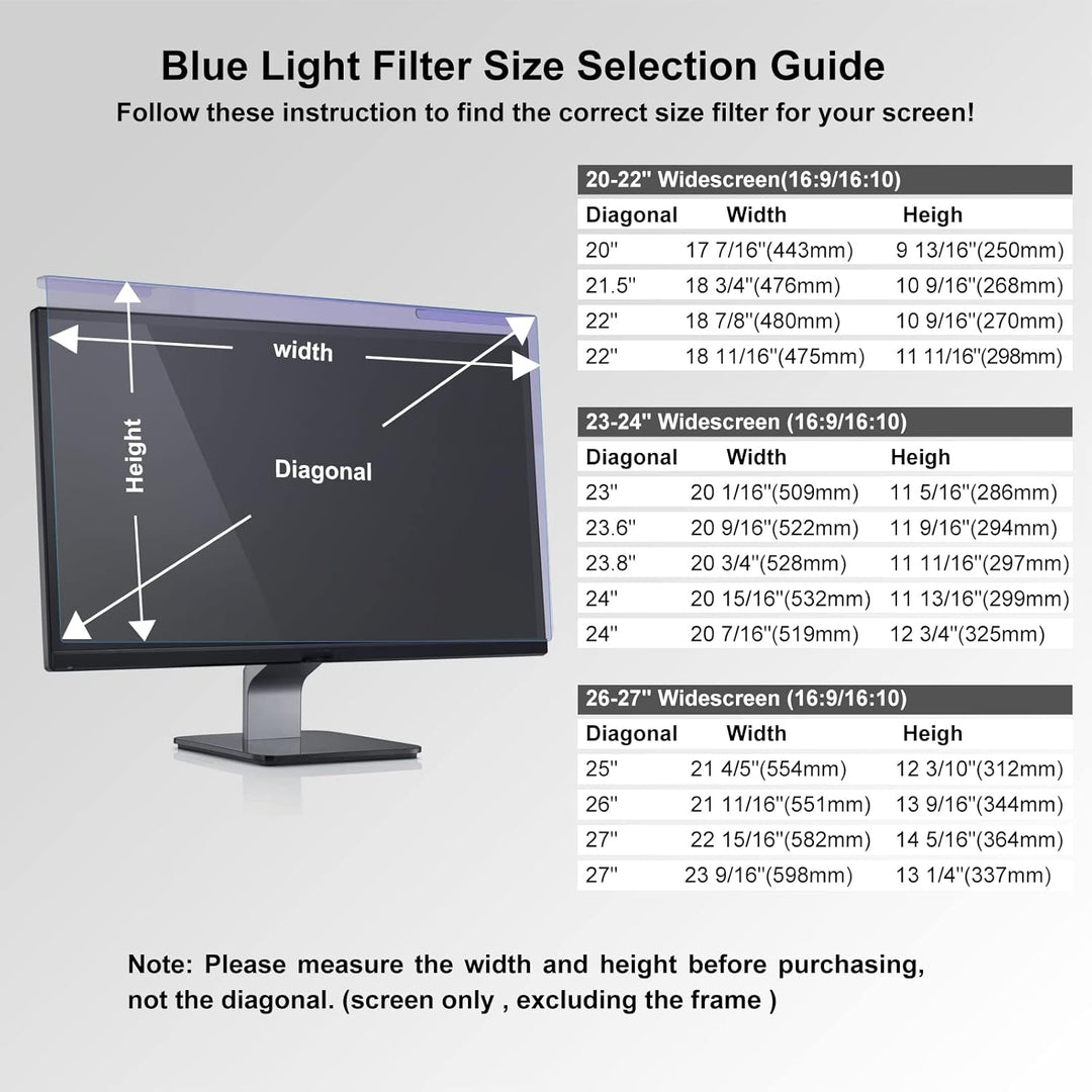 Anti-Blaulicht-Bildschirmfilter für 66 - 68.6 cm (26 - 27 Zoll), Universal-Breitbild-Desktop-PC, Ant