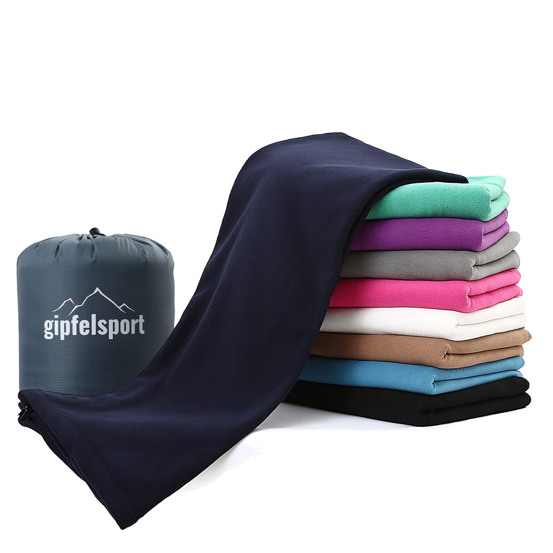 gipfelsport Mikrofaser Fleece Decke mit Schlafsackfunktion I Grösse 185 x 150cm, ca. 690 g I Microfa