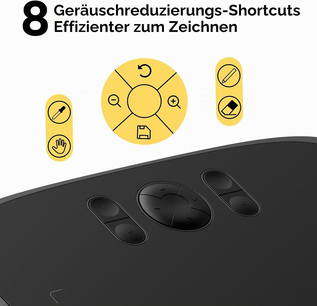 ugee M808 10x6,25 Zoll grosses Grafiktablett für PC,Zeichentablett mit 8 Shortcut-Tasten, batterielo