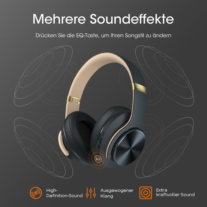 DOQAUS Bluetooth Kopfhörer Over Ear, [Bis zu 52 Std] Kabellose Kopfhörer mit 3 EQ-Modi, HiFi Stereo
