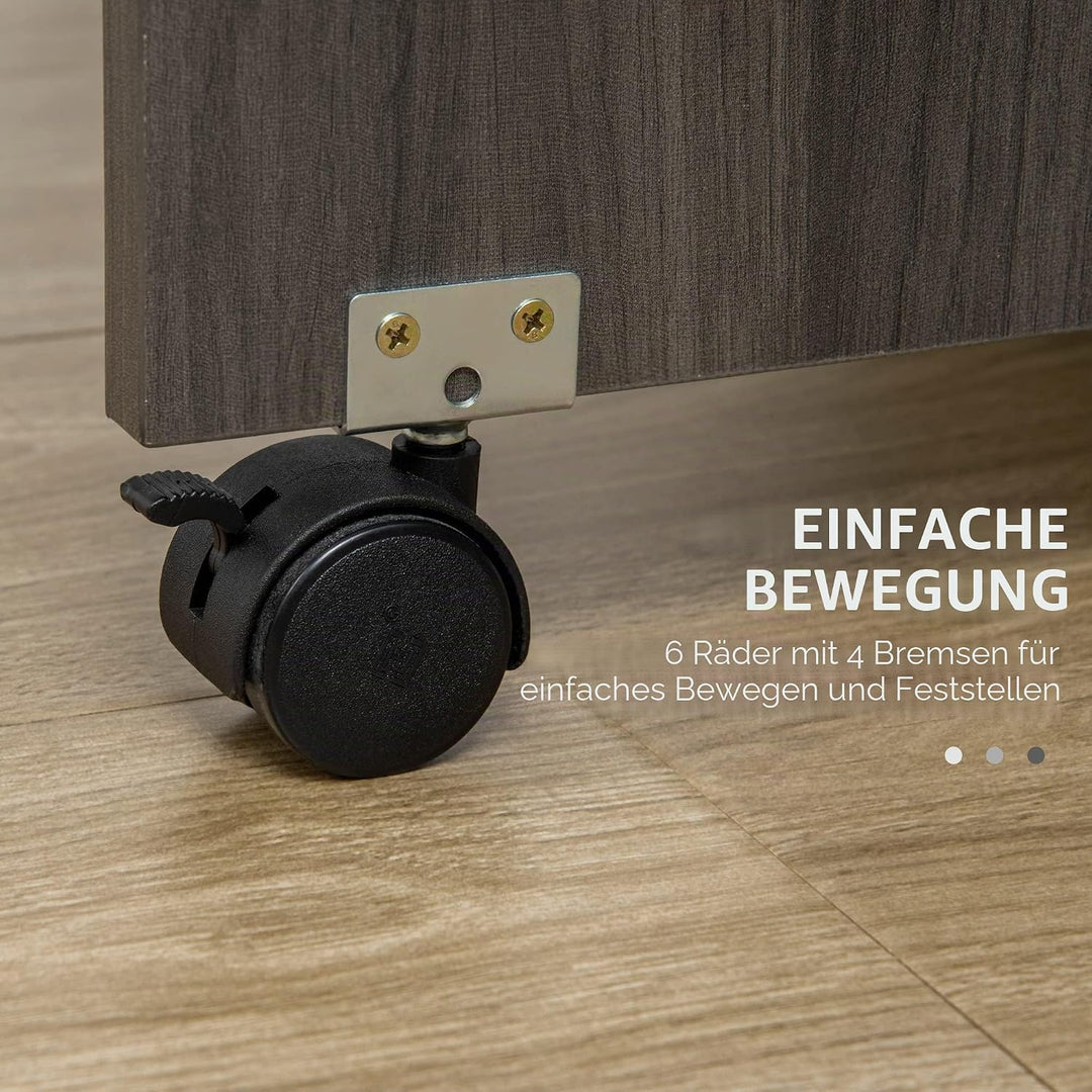 HOMCOM Klappbarer Küchentisch Klappbarer Esstisch 2 klappbare Platten mit 2 Schubladen 1 Schrank und