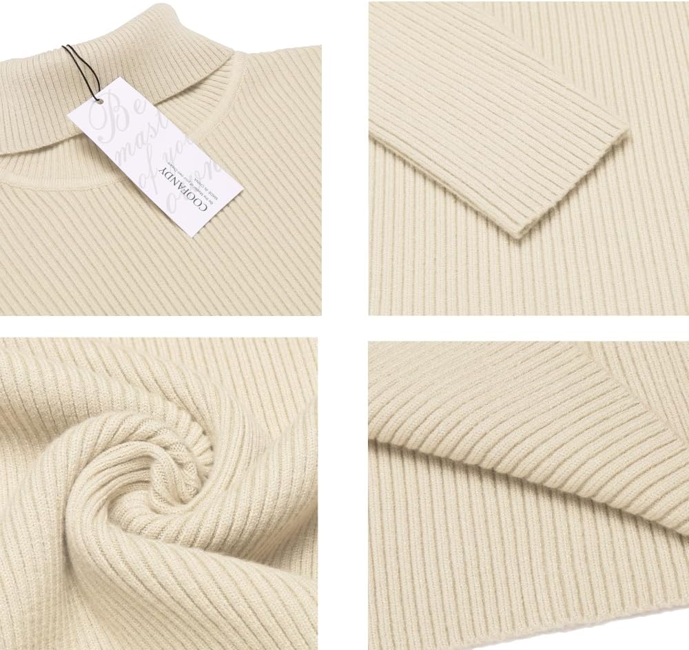 COOFANDY Herren Rollkragen Pullover Langarmshirt Feinstrick Sweater Rollkragen Freizeit Slim fit Bas