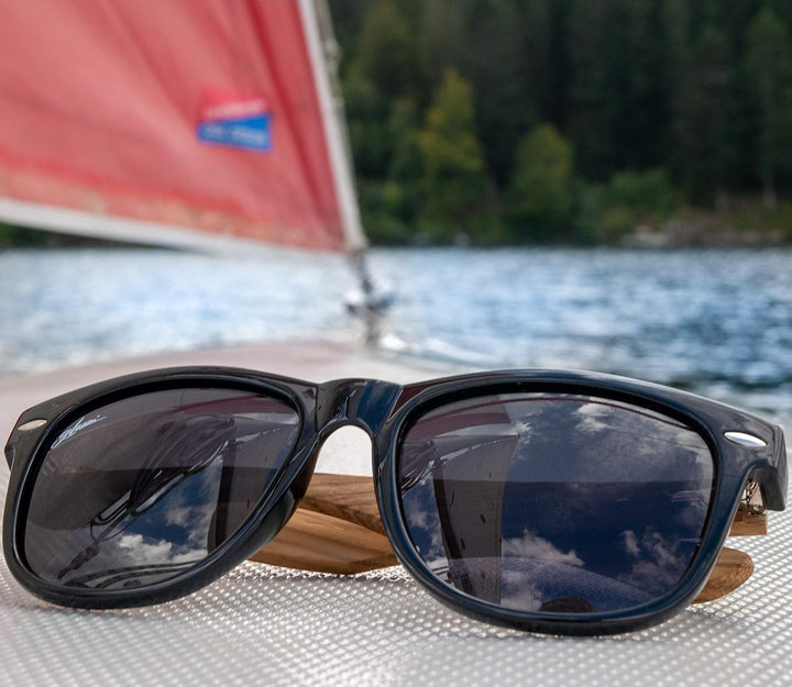 glozzi Sonnenbrille Herren und Damen Holz Polarisiert UV400 mit Holzbügeln und Brillenetui aus Kork
