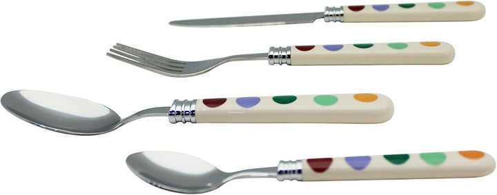 EXZACT Tupfen Besteck/edelstahlbesteck mit 16 Stücken - polka dots. Speisemesser x 4, Speisegabel x