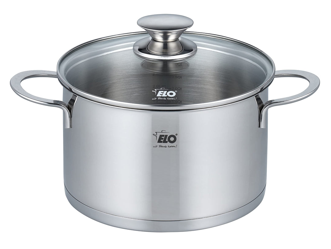 ELO 72551 Fleischtopf 20 cm mit Glasdeckel Serie Galant, Induktion, Edelstahl hochglänzend, mit Lite