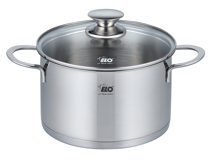 ELO 72551 Fleischtopf 20 cm mit Glasdeckel Serie Galant, Induktion, Edelstahl hochglänzend, mit Lite