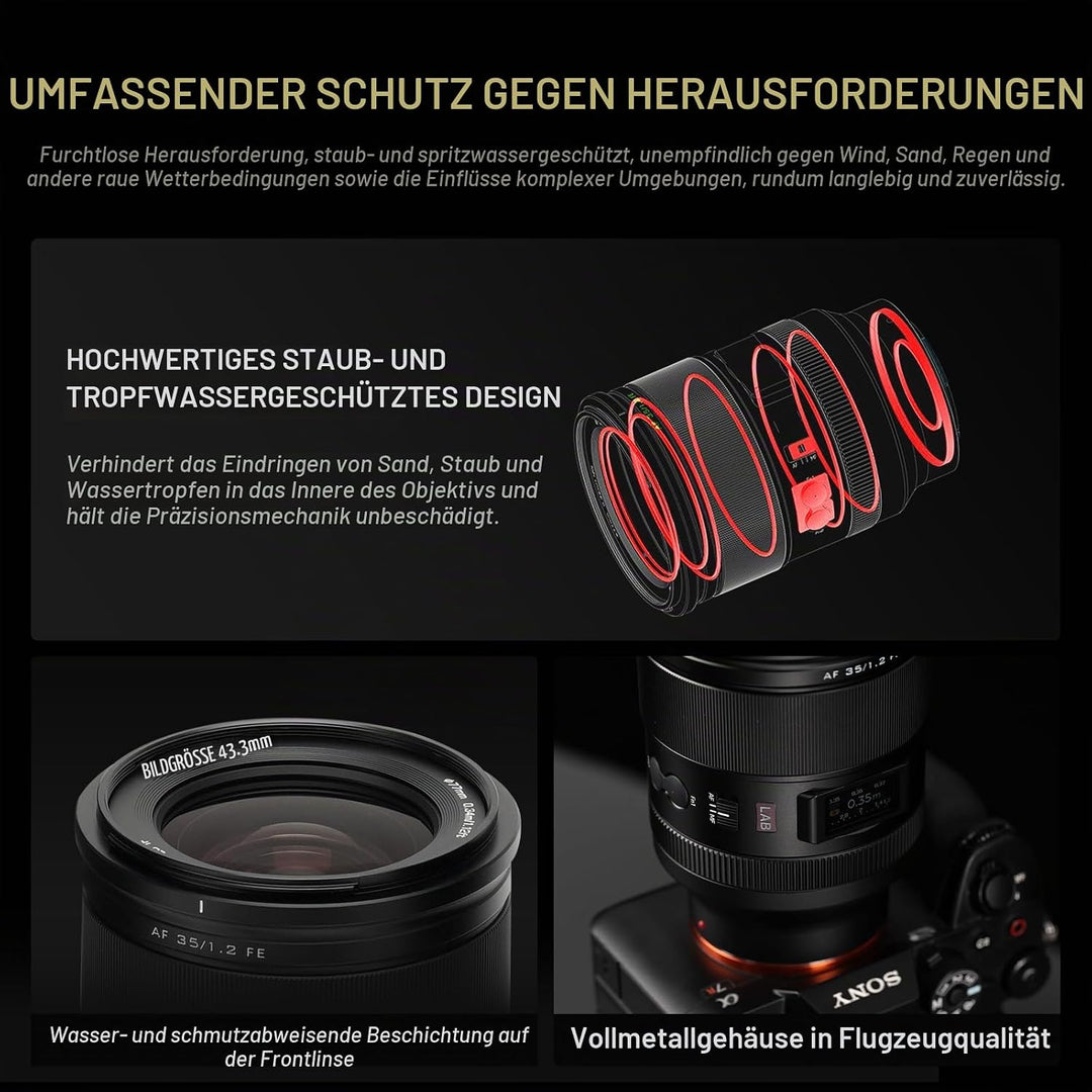 VILTROX 35mm F1.2 LAB Full Frame Autofokus FE Objektive für Sony E Mount Dual Floating Focus HyperVC