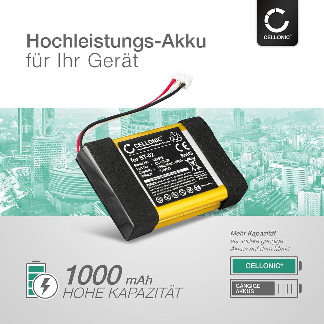 CELLONIC 1x Akku für Lautsprecher Kompatibel mit Sony SRS-X11, ST-02 - (1000mAh, 7.4V)